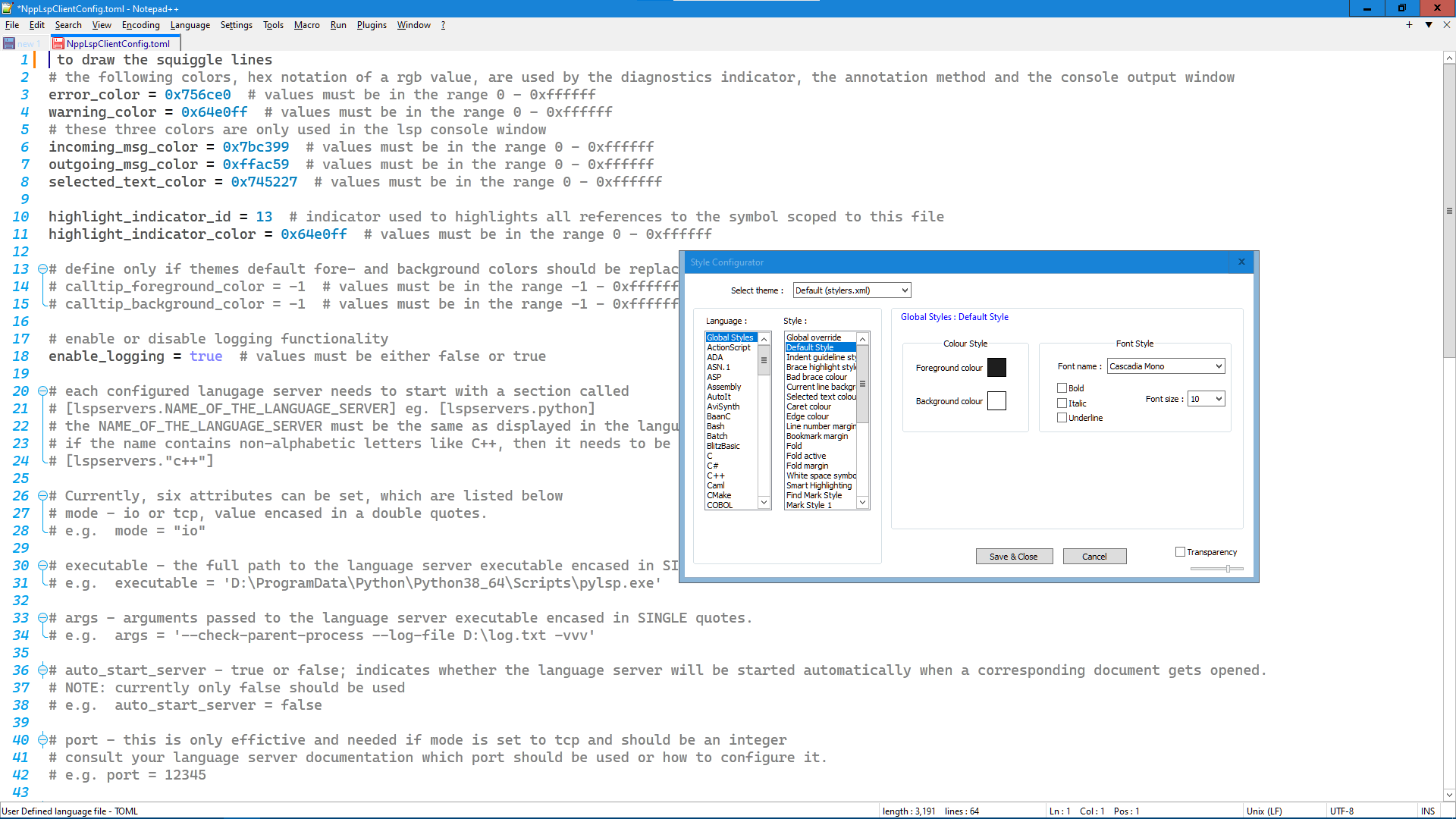 Cascadia Mono demonstration with NppLspClient config.png