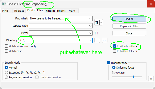 npp-FindInFiles-FreezeOnLargeNoOfFiles.png